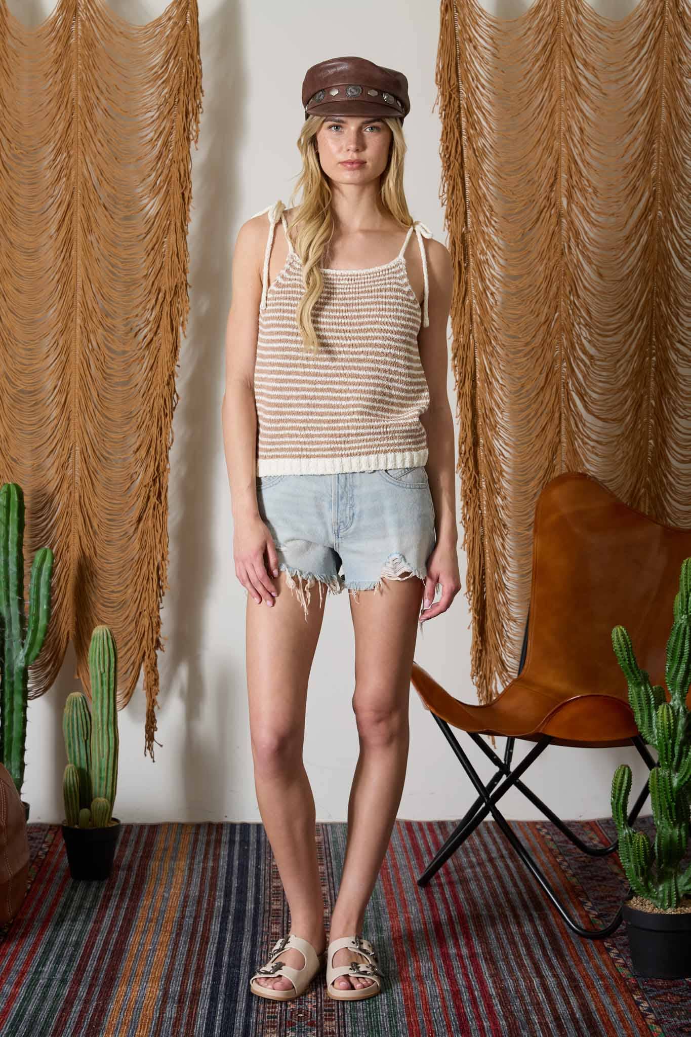 Bianca Crochet Striped Tank