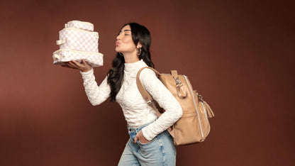 Itzy Ritzy Taupe Checkerboard Pack Like a Boss™ Packing Cubes