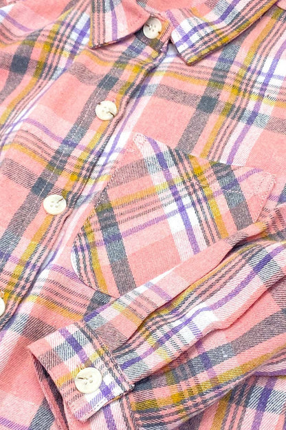 Girls Jamie Plaid Pink & Purple Buttondown