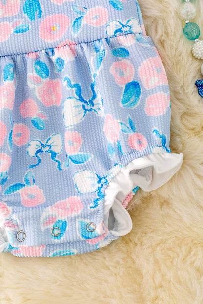 Baby Girls Light Blue Rosette Romper