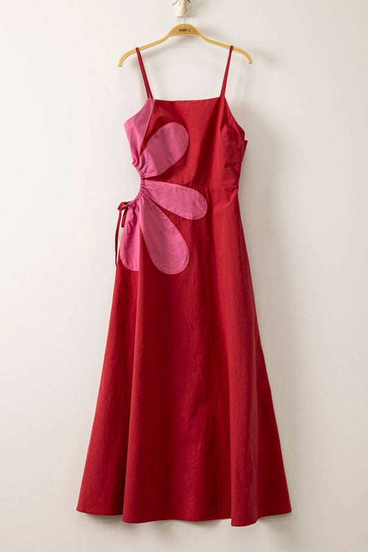 Florala Side Cutout Midi Dress