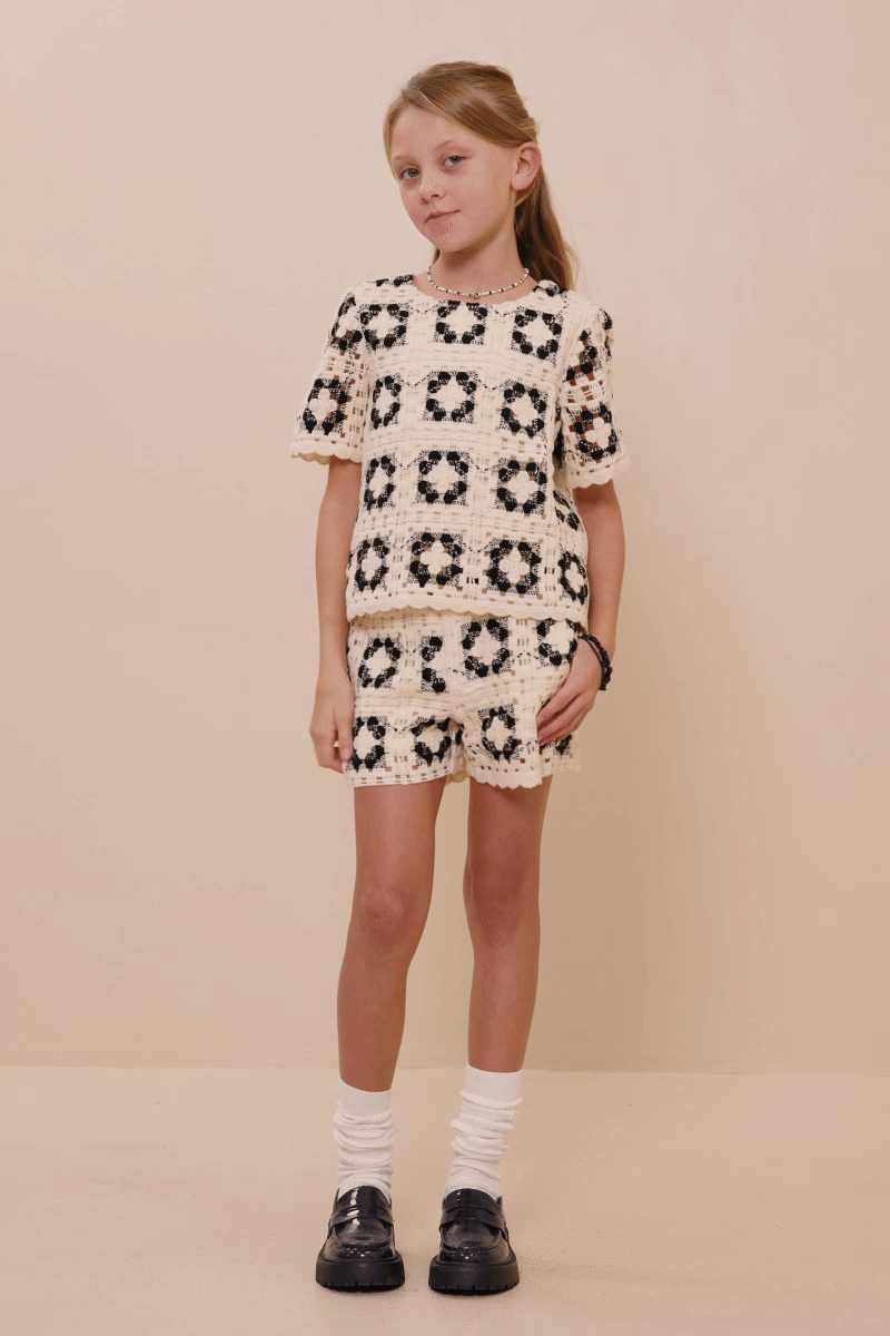 Girls Quilted Crochet Top
