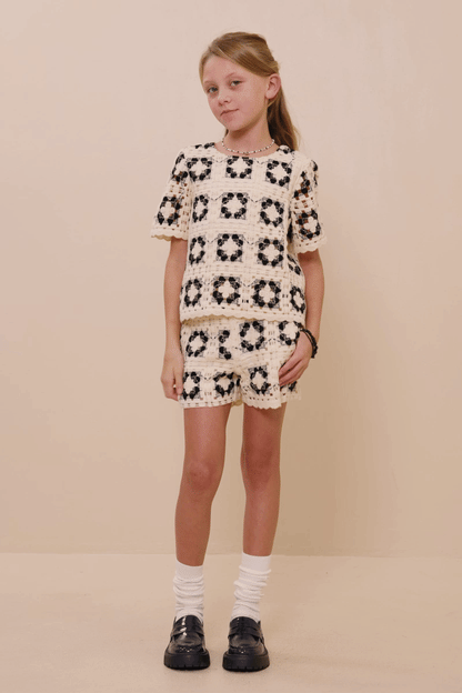 Girls Quilted Crochet Top