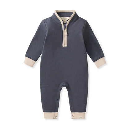 Baby Boys Burt's Bees Quarterzip Blue Jumper
