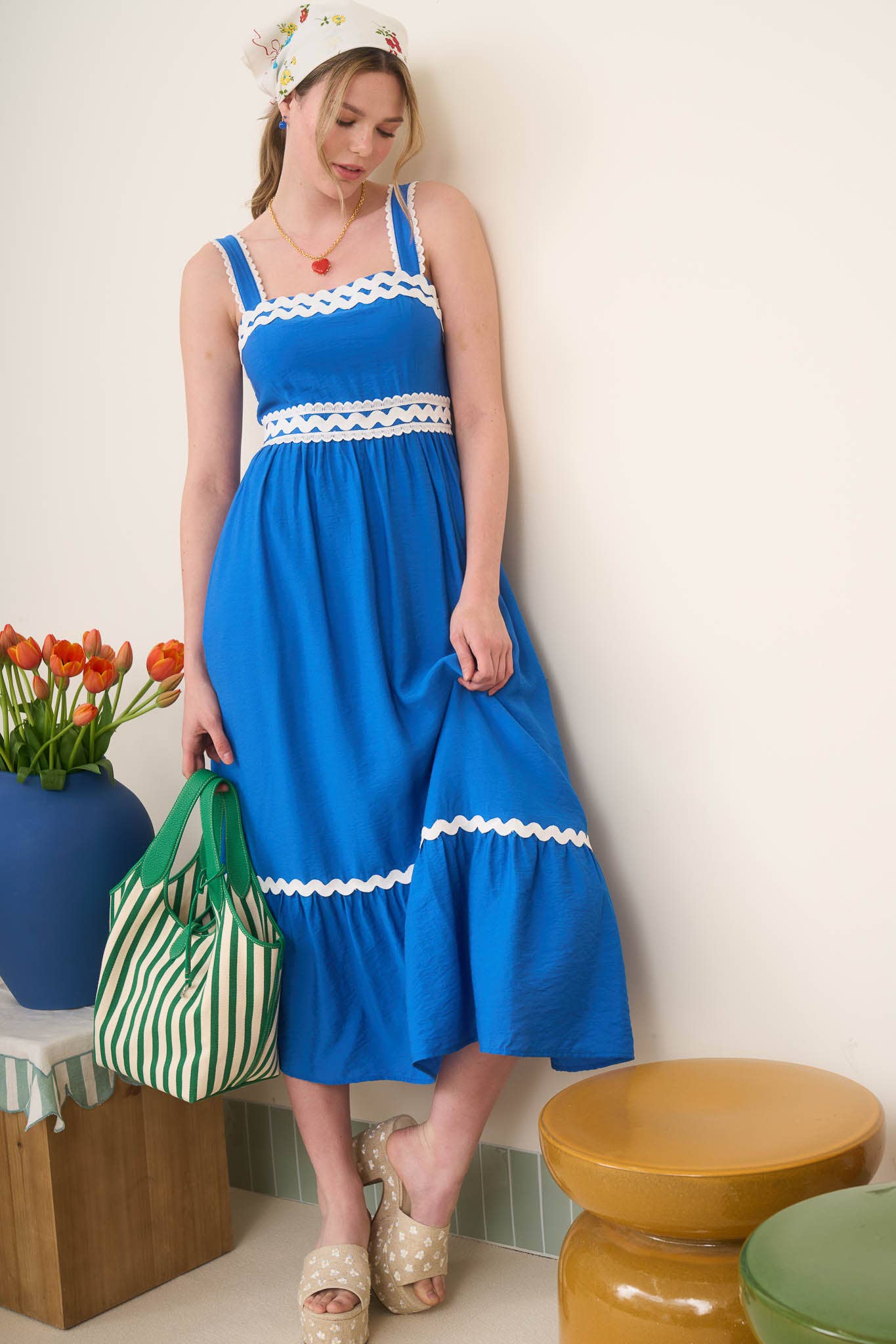 Billie Rick Rack Trim Blue Dress
