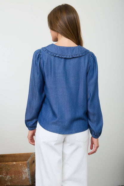 Lennox Denim Collared Blouse