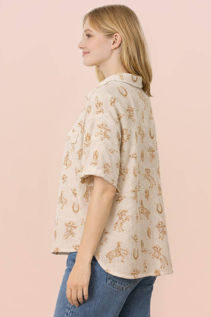 Western Graphic Buttondown Top