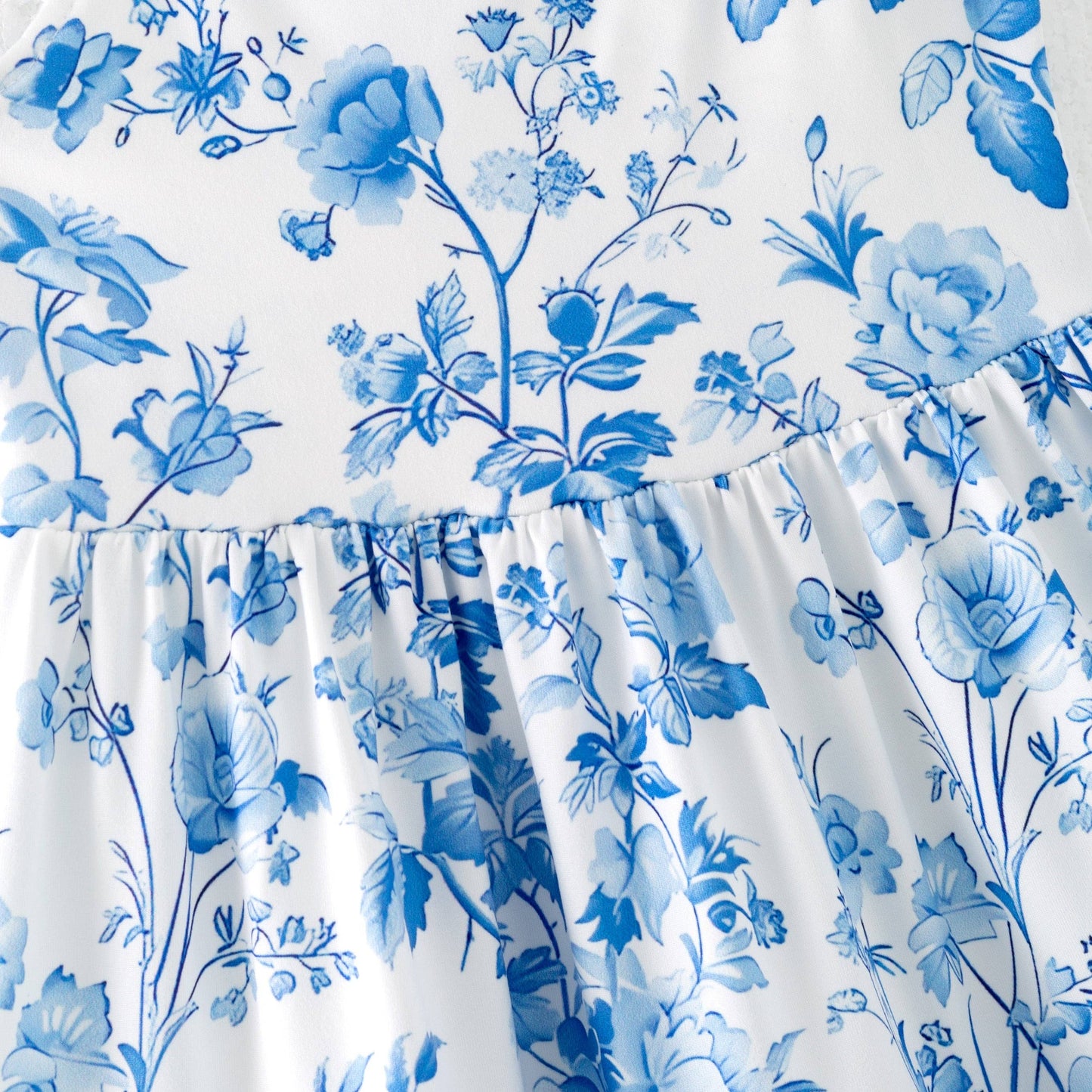Girls Mayfield Floral Tiered Blue Dress