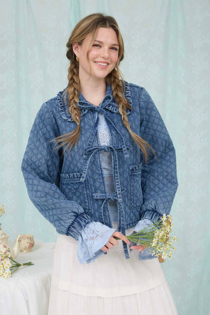 True Quilted Denim Bow Jacket
