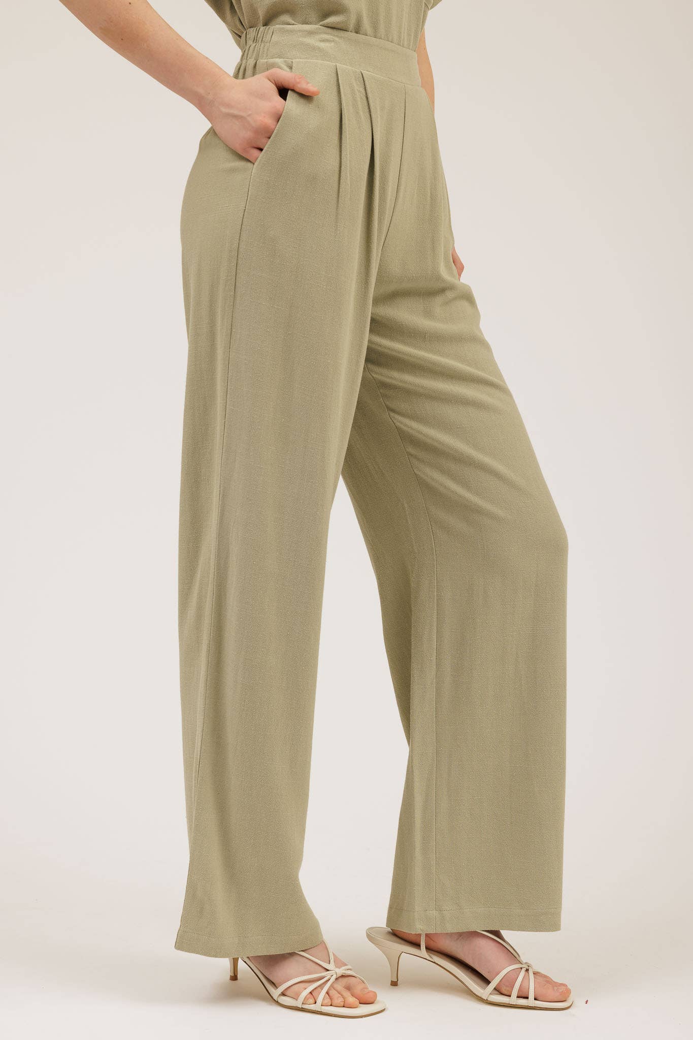 Pierson Pleated Wide Leg Linen Pants