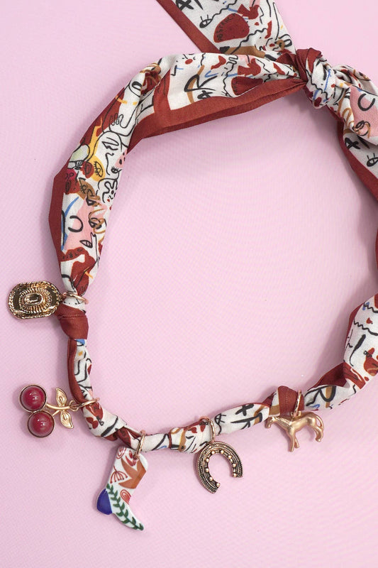 Nevada Scarf Western Charm Rust Necklace