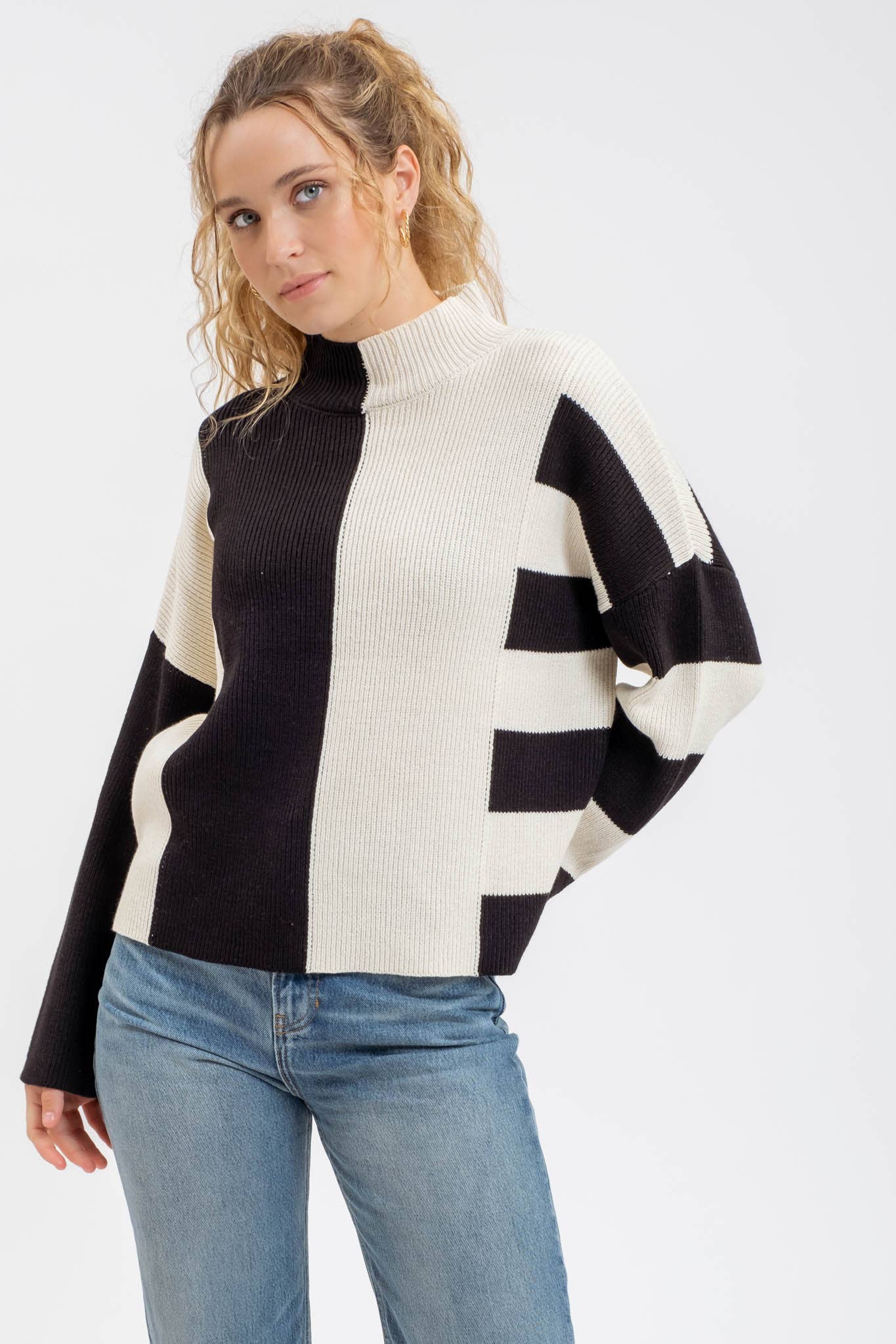 Versailles Colorblock & Stripe Knit Sweater