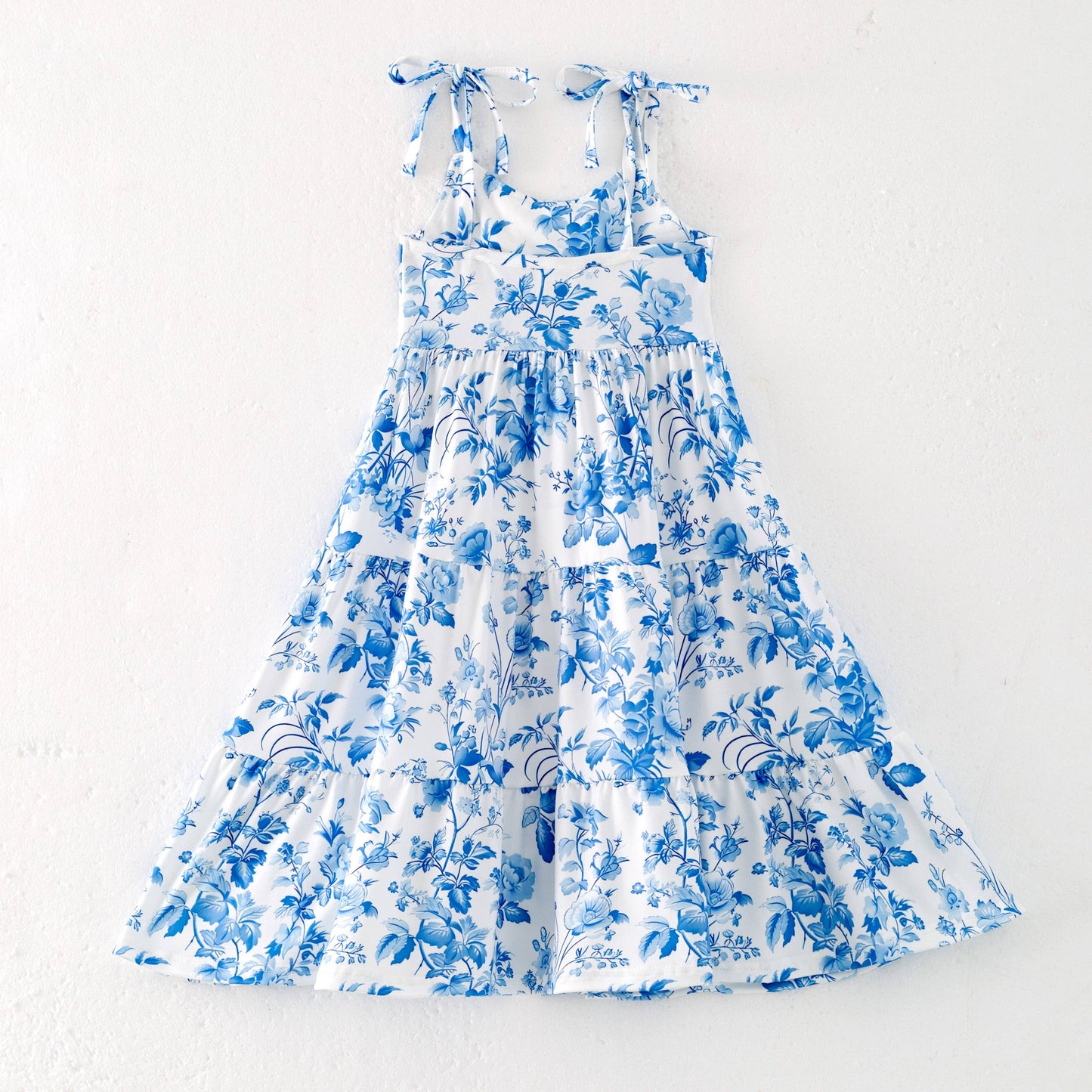 Girls Mayfield Floral Tiered Blue Dress