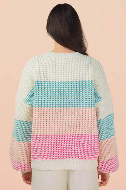 Austen Multi Striped Turquoise & Pink Sweater