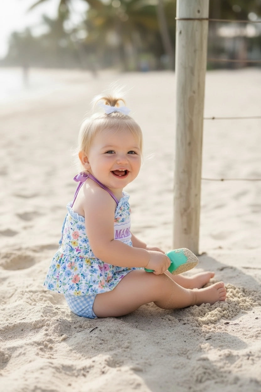Girls Mama's Girl Gingham Swimsuit