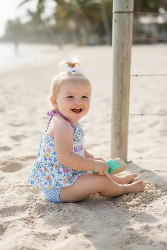 Girls Mama's Girl Gingham Swimsuit
