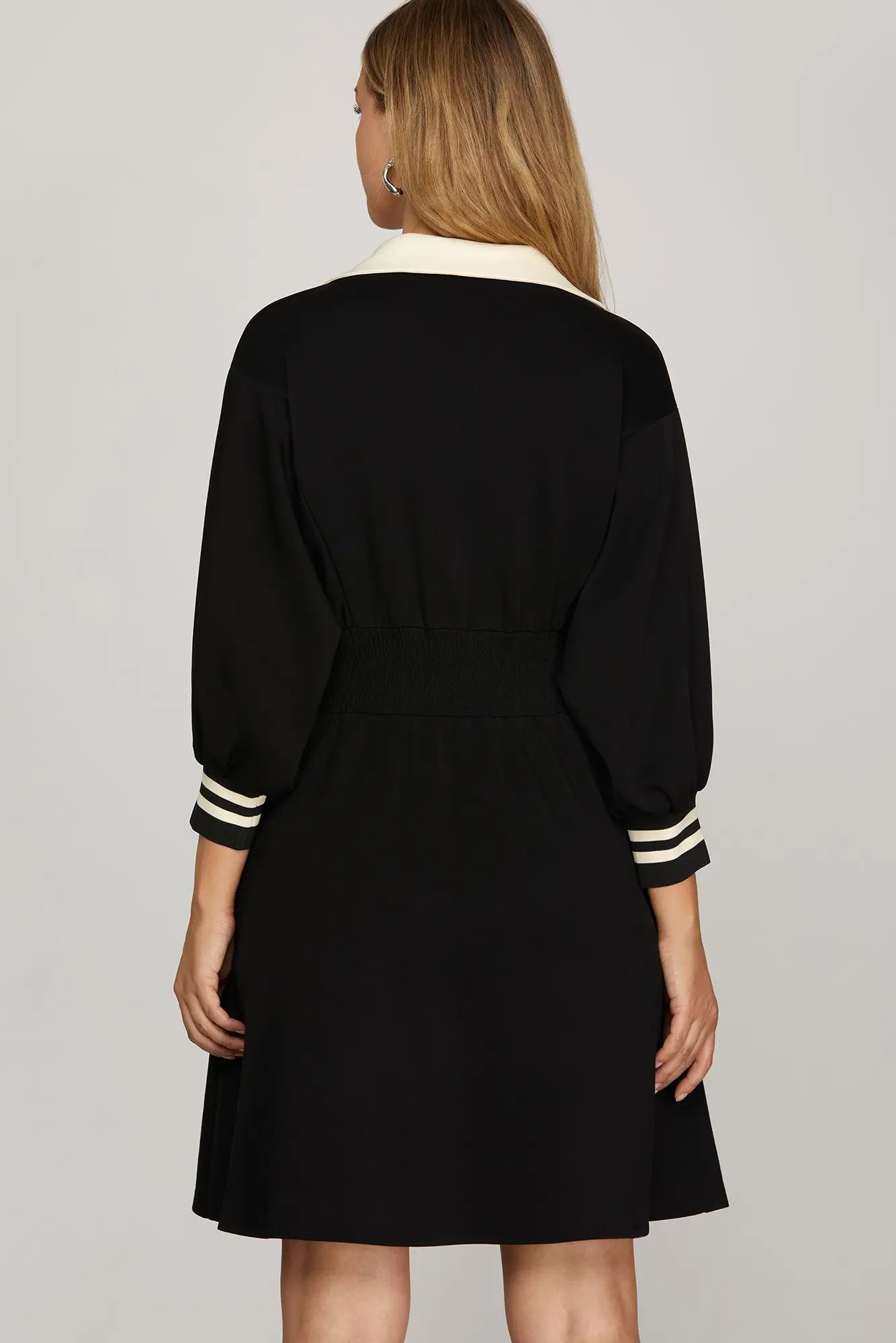 Twila Collared Striped Black Dress