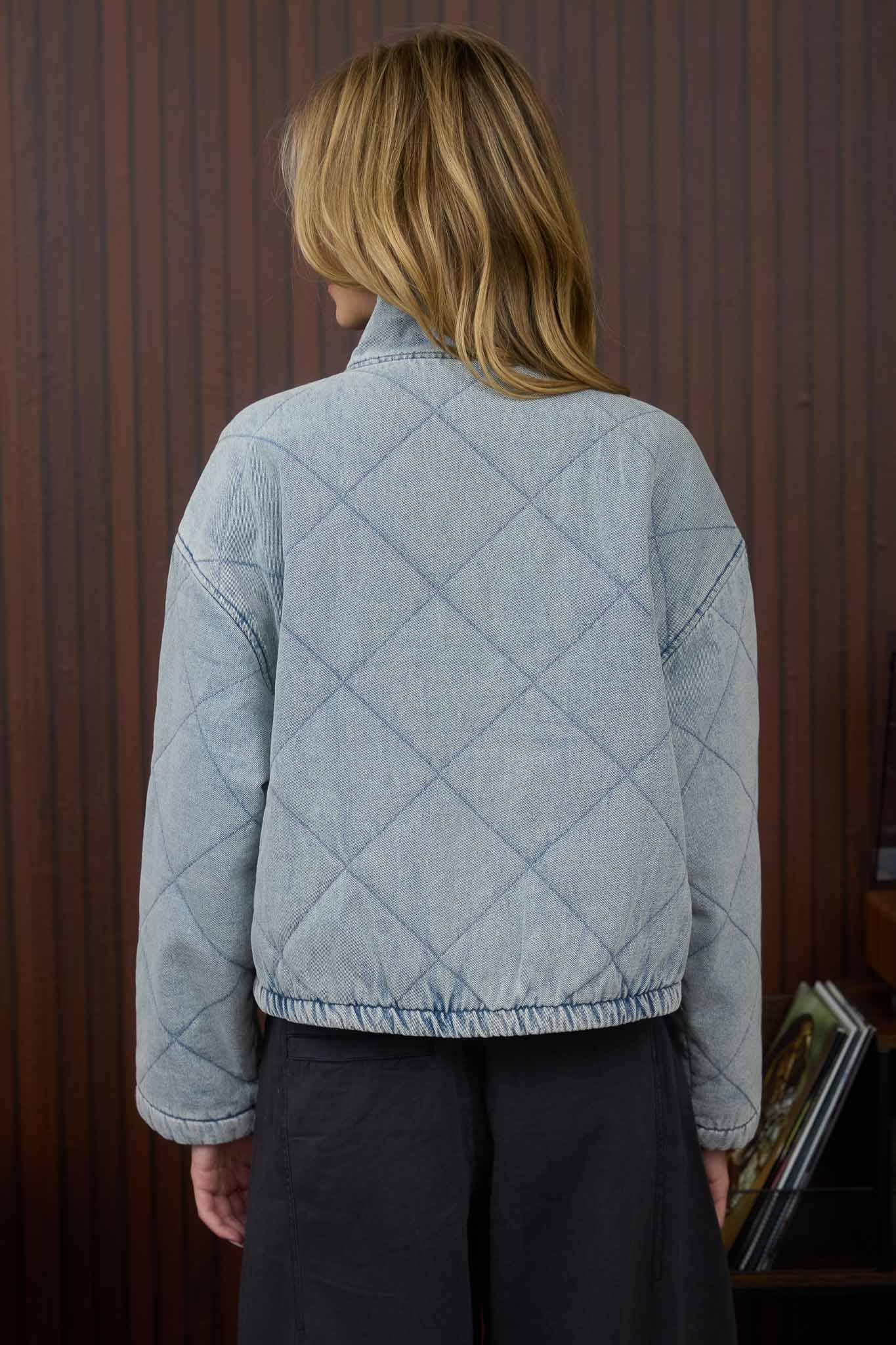 Terry Quilted Denim Bow Jacket