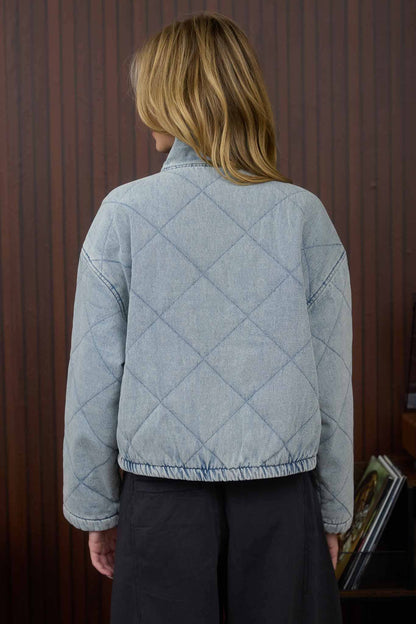 Terry Quilted Denim Bow Jacket