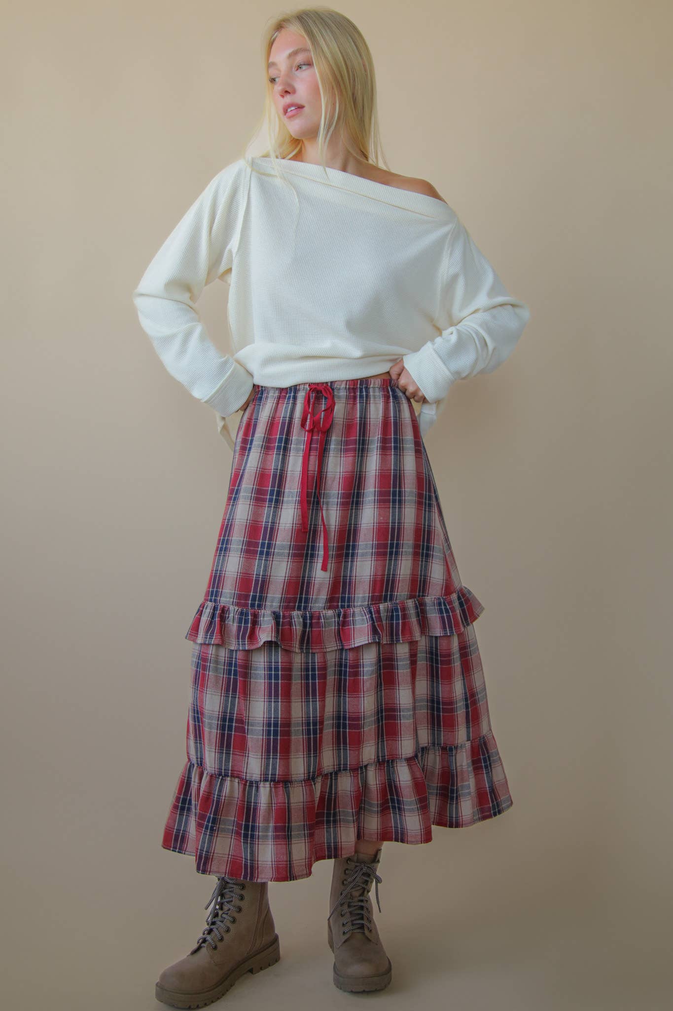 Saffron Plaid Flannel Maxi Skirt