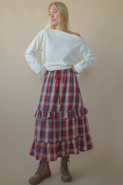 Saffron Plaid Flannel Maxi Skirt