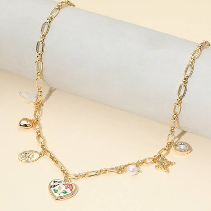 Arwen Butterfly Heart Charm White Necklace