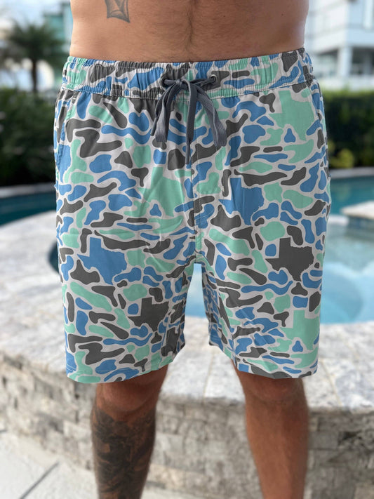 Mens Salt Water Soul TX Coastal Camo Athletic Shorts
