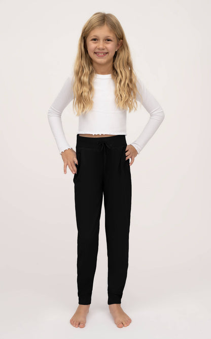 Girls Lux Black Jogger Pants