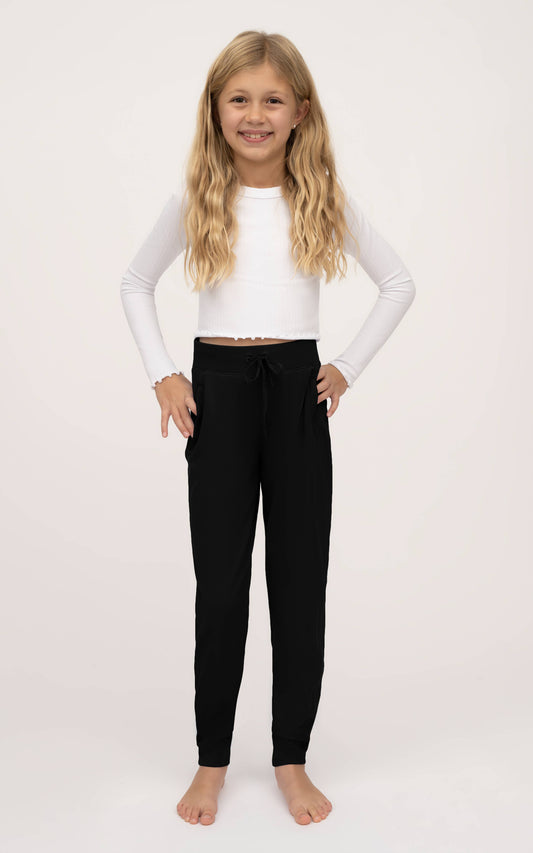 Girls Lux Black Jogger Pants