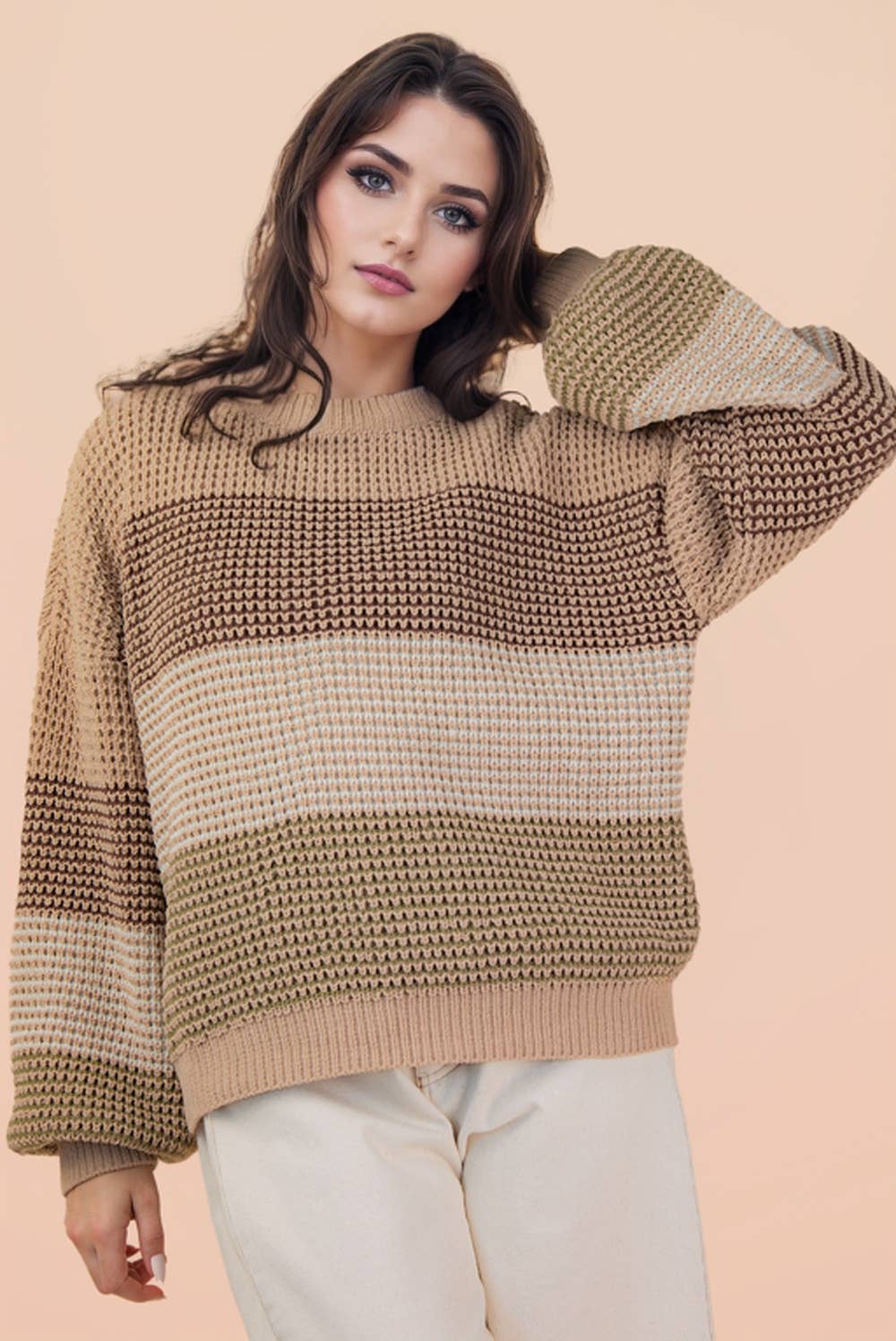 Austen Multi Striped Brown Sweater