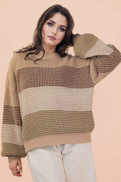 Austen Multi Striped Brown Sweater