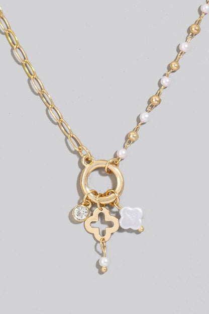 Montebello Pearl Clover Charm Pendant Necklace