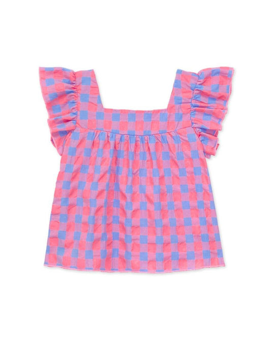 Girls Pink & Purple Gingham Top