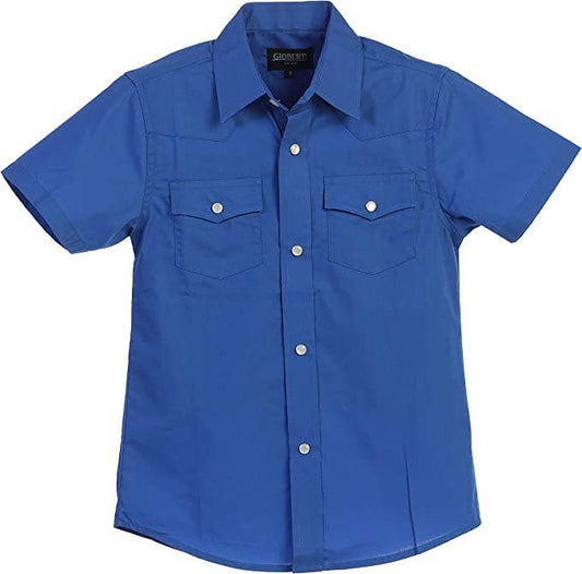 Boys Ramsey Pearl Snap Royal Western Shirt