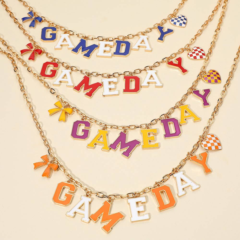 Game Day Red Letter Charm Necklace