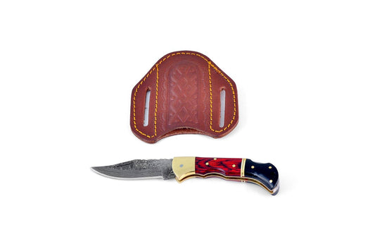 Titan Holiday Folding Knife with Leather Sheath
