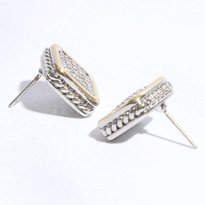 Gracie Two-Toned Square Crystal Stud Earrings
