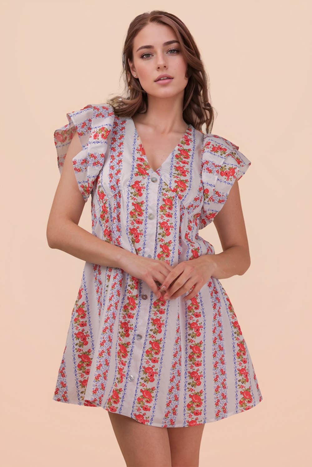 Briar Floral Buttondown Ruffle Dress