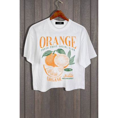Orange Organic Fruit Club Cropped Tee