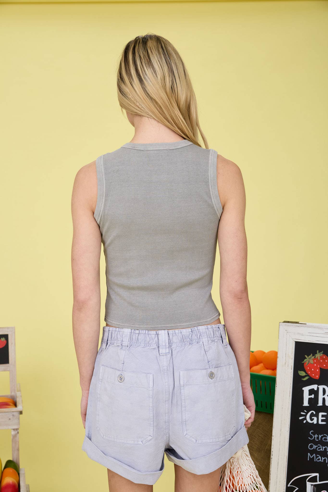 Lyra Mineral Buttondown Sleeveless Top