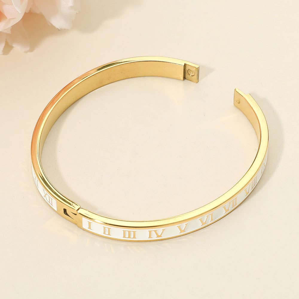 Virginia Roman Numeral Hinged Bangle Bracelet