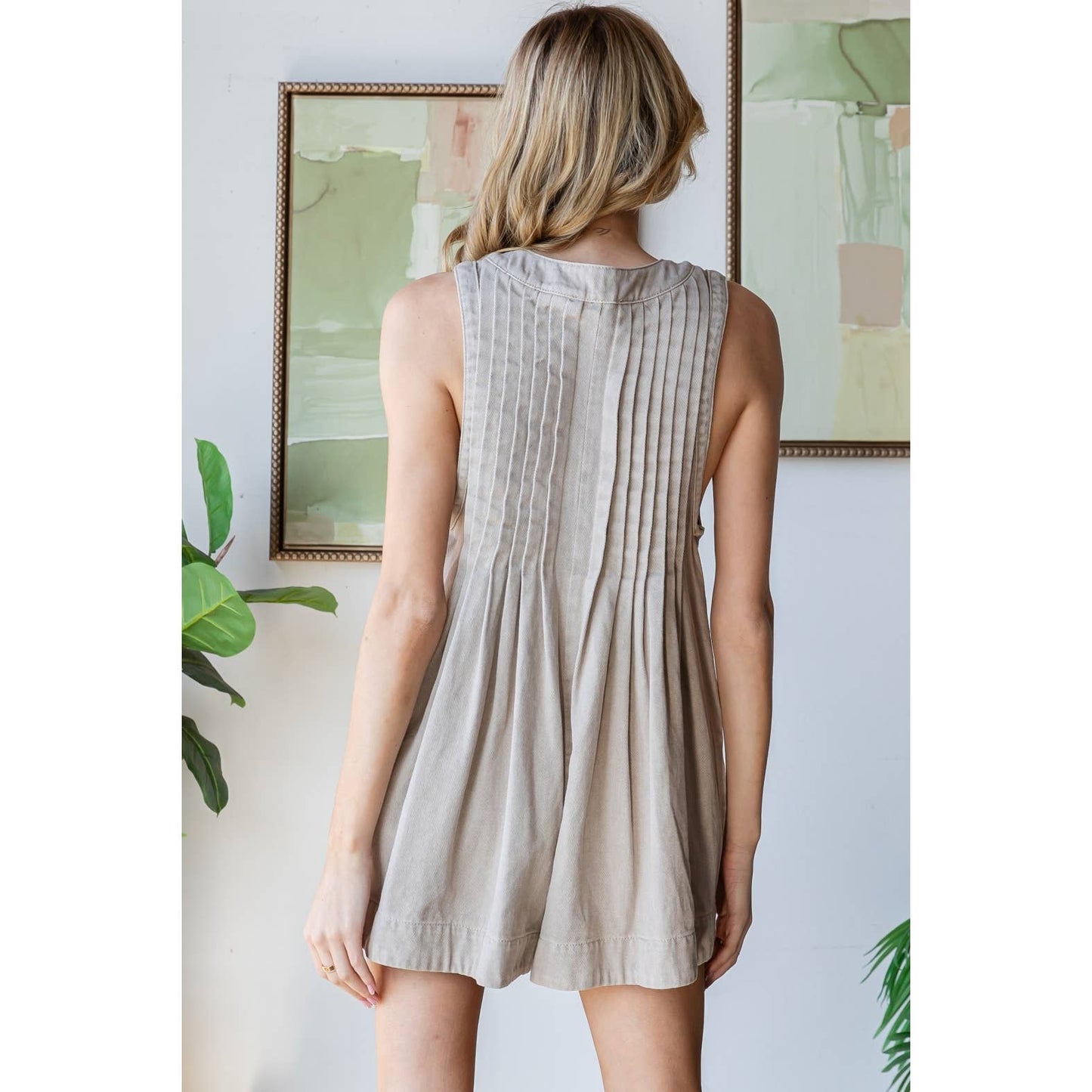 Cassidy Pleated Denim Romper