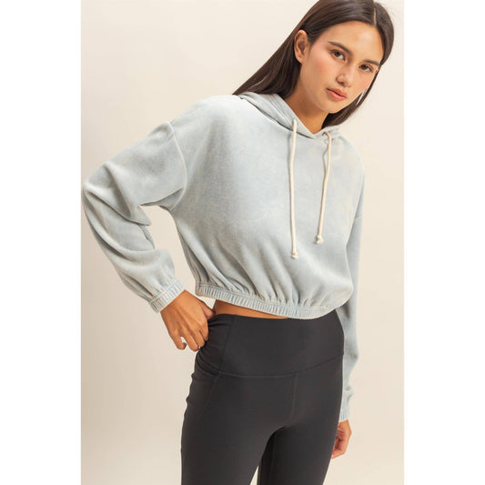 Tara Velvet Cropped Hoodie