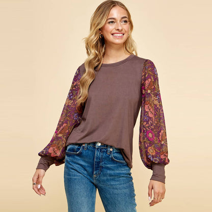 Pamela Plum Floral Sleeved Blouse