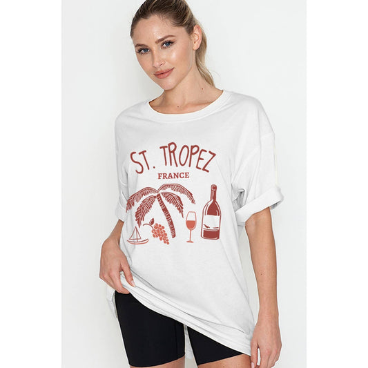 St Tropez France Vacay Oversized Tee