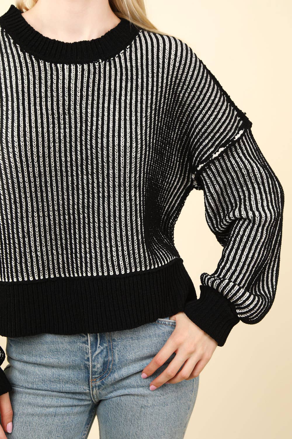 Montrouge Chenille Contrast Ribbed Sweater