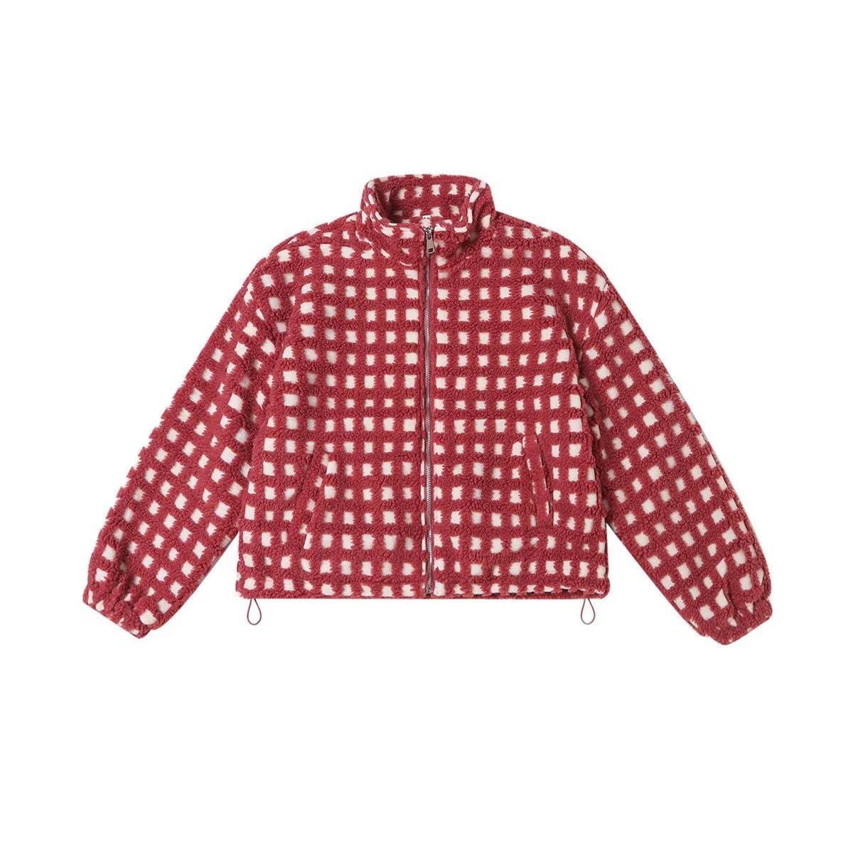 Holly Grid Sherpa Vintage Red Jacket