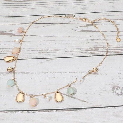 Cameron Gold Stone Charm Necklace