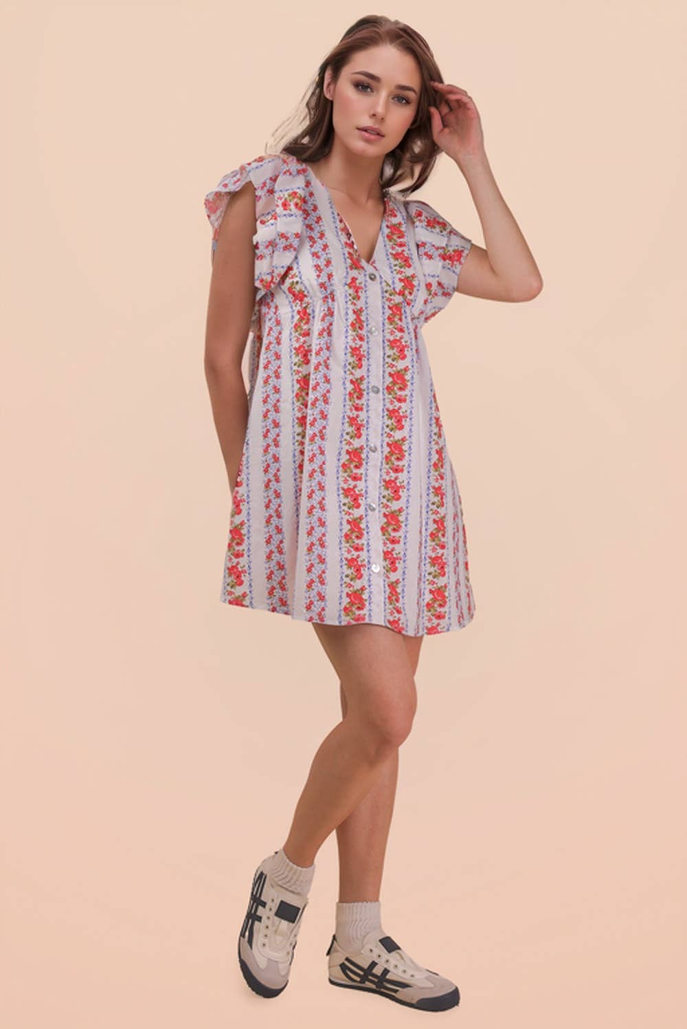 Briar Floral Buttondown Ruffle Dress