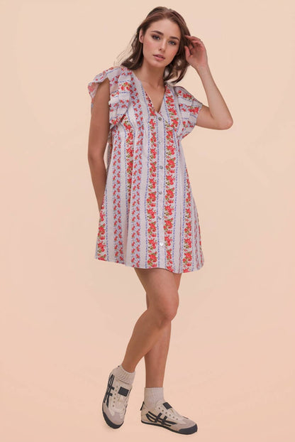 Briar Floral Buttondown Ruffle Dress